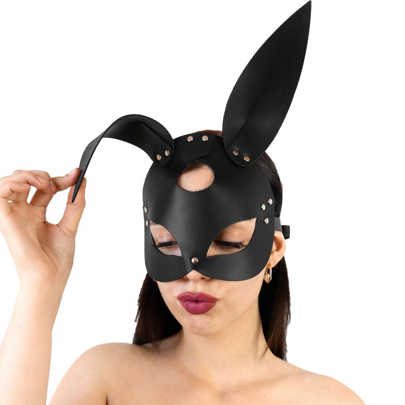 Шкіряна маска Зайчика Art of Sex - Bunny mask, колір Чорний Шкіряна маска Зайчика Art of Sex - Bunny mask, колір Чорний