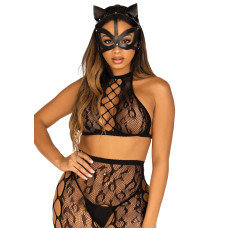 Маска кошки из экокожи Leg Avenue Vegan leather studded cat mask Black