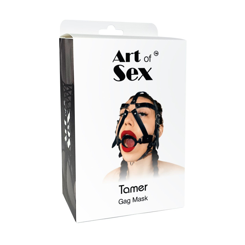 Кляп-маска с силиконовым кольцом Art of Sex - Tamer, Натуральная кожа, цвет Черный Кляп-маска с силиконовым кольцом Art of Sex - Tamer, Натуральная кожа, цвет Черный