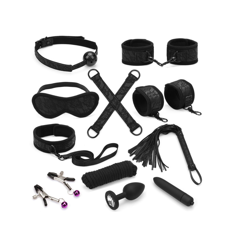 Набор Liebe Seele Black Lace and Neoprene 11pcs Bondage Kit, анальная пробка с кристаллом, вибропуля Набор Liebe Seele Black Lace and Neoprene 11pcs Bondage Kit, анальная пробка с кристаллом, вибропуля