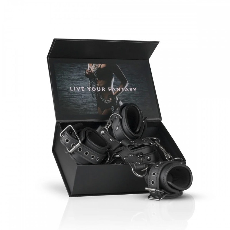 Крестовина с фиксаторами для рук и ног EasyToys, искусственная кожа, черная