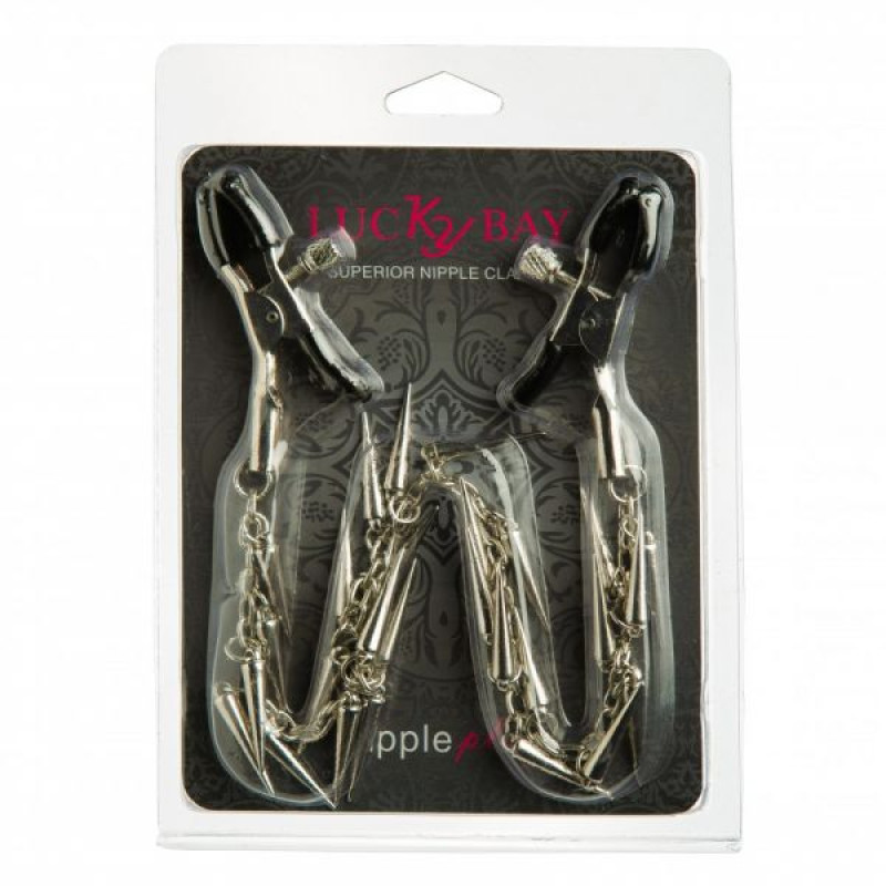Зажимы на соски Lucky Bay Long Chain с шипами Зажимы на соски Lucky Bay Long Chain с шипами
