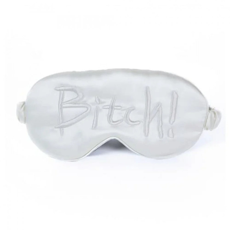Маска на очі з написом Bitch! від UPKO, шовкова, White Маска на очі з написом Bitch! від UPKO, шовкова, White