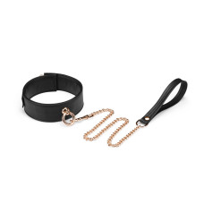 Ошейник с поводком Liebe Seele Black Organosilicon Collar with Leash, экокожа