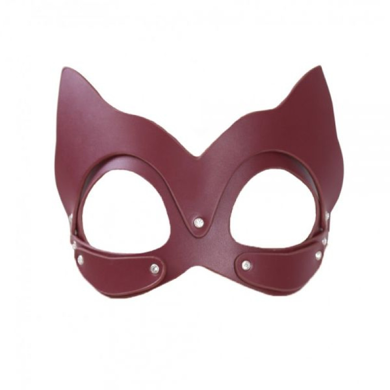 Маска Кошечки DS Fetish Leather Crystal Diamonds Бордовая Маска Кошечки DS Fetish Leather Crystal Diamonds Бордовая