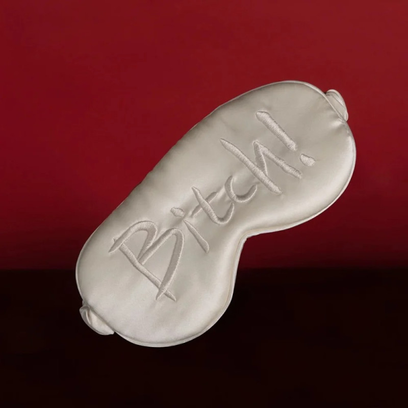 Маска на очі з написом Bitch! від UPKO, шовкова, White Маска на очі з написом Bitch! від UPKO, шовкова, White