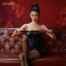 Флогер з вузликами на хвостах і текстурованою ручкою Lockink, шкіряний, чорно-червоний, 58 см