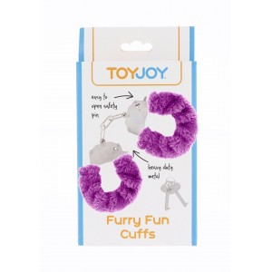 Наручники рожеві з хутром Toy Joy Furry fan cuffs Фіолетові