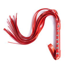 Флогер с шипами DS Fetish Studded flogger red, 55 см