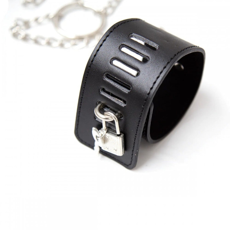 Система фіксації DS Fetish Neck collar and hogtie restraints with chain чорна Система фіксації DS Fetish Neck collar and hogtie restraints with chain чорна