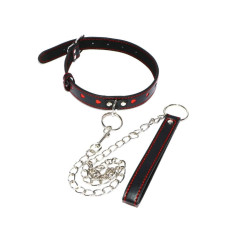 Нашийник з повідцем DS Fetish Collar with heart leash black