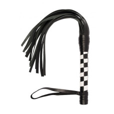 Плетка sLash VIP Leather Flogger Черная/Белая