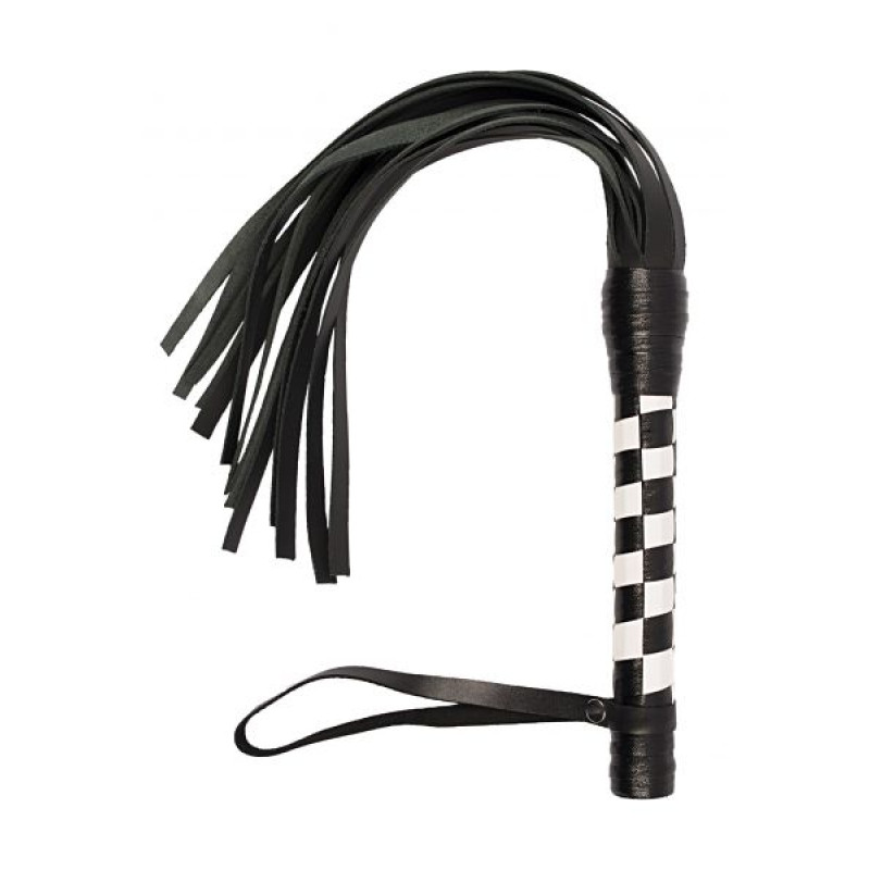 Плетіння sLash VIP Leather Flogger Чорна/Біла Плетіння sLash VIP Leather Flogger Чорна/Біла