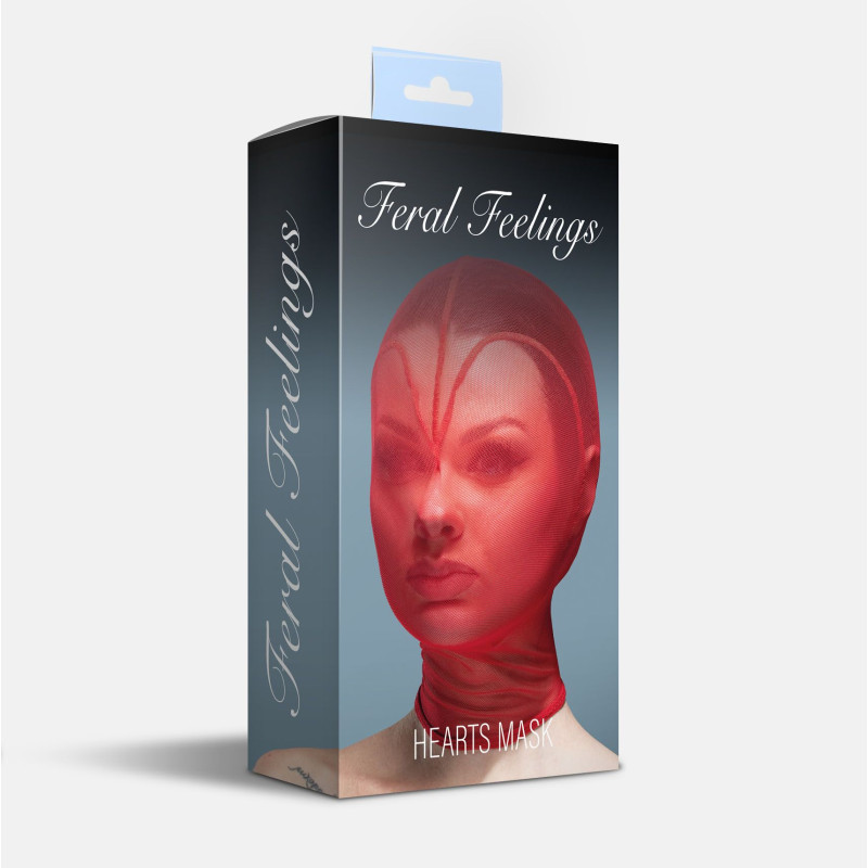Маска серце сітка із повністю закритим обличчям Feral Feelings - Hearts Mask Red/Red Маска серце сітка із повністю закритим обличчям Feral Feelings - Hearts Mask Red/Red