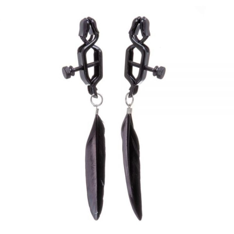 Зажимы на соски Lucky Bay Nipple play прищепки перышки Черные Зажимы на соски Lucky Bay Nipple play прищепки перышки Черные