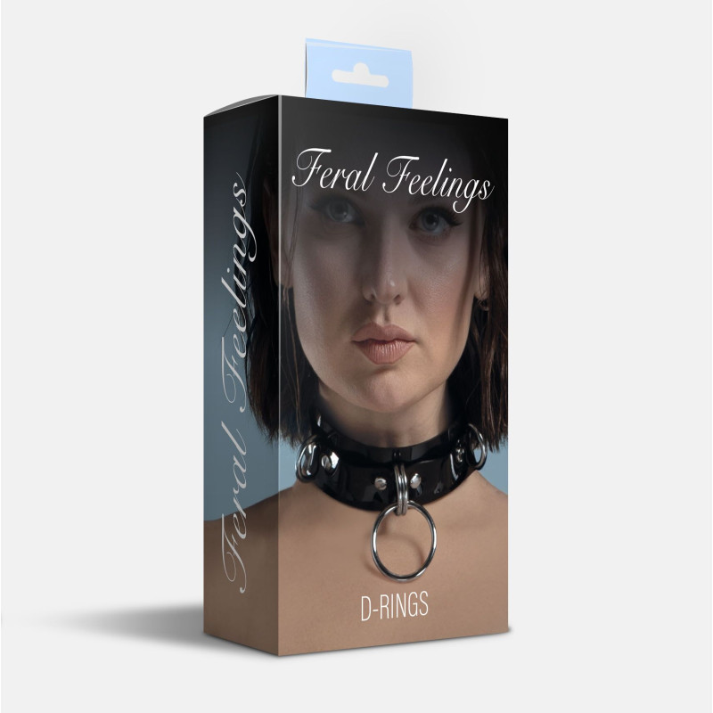 Ошейник для фиксации Feral Feelings - D-Rings Black Ошейник для фиксации Feral Feelings - D-Rings Black