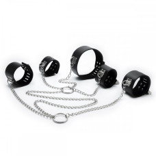 Система фиксации DS Fetish Neck collar and hogtie restraints with chain черная