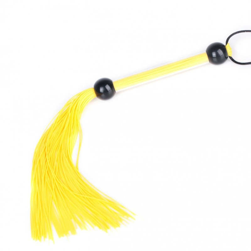 Кнут DS Fetish FLOGGER прозрачная ручка 2 шарика, желтый, 39 см