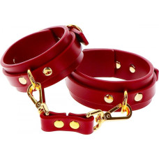 Поножи с карабинами Taboom красные, золотистая фурнитура.