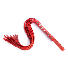 Флогер с шипами DS Fetish Studded flogger red, 55 см