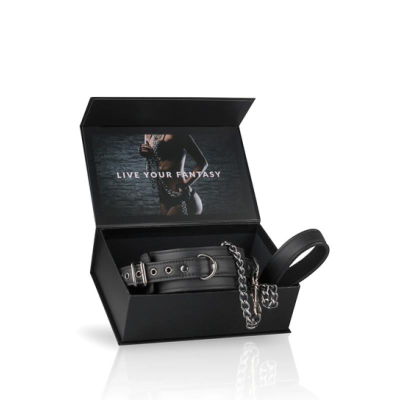 Нашийник з ланцюжком EasyToys, штучна шкіра, чорний Нашийник з ланцюжком EasyToys, штучна шкіра, чорний