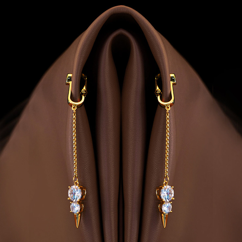 Украшения для клитора и половых губ UPKO Non-pierced Jewelry Snowman с горным хрусталем, золотистые Украшения для клитора и половых губ UPKO Non-pierced Jewelry Snowman с горным хрусталем, золотистые