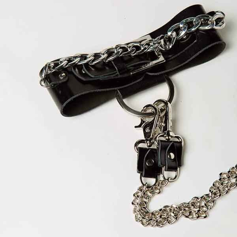 Набір нашийник наручники DS Fetish Silver With Chain Набір нашийник наручники DS Fetish Silver With Chain