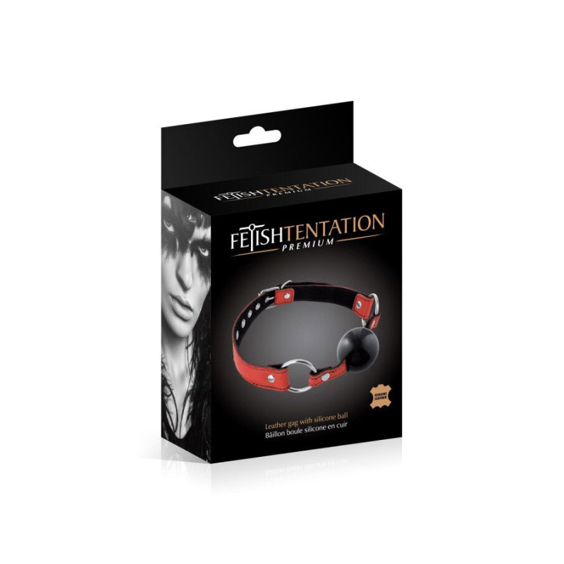 Кляп Fetish Tentation Premium Leather gag with silicone ball Red Кляп Fetish Tentation Premium Leather gag with silicone ball Red