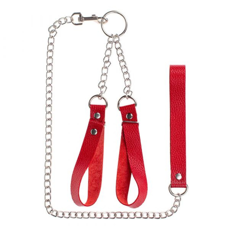 Наручники з повідцем sLash Gentle Hold, Red Наручники з повідцем sLash Gentle Hold, Red