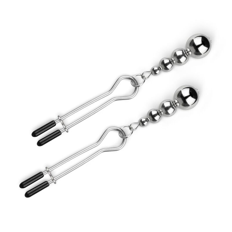 Зажимы для сосков Bedroom Fantasies: Nipple Clamps with Beaded Chain - Silver Зажимы для сосков Bedroom Fantasies: Nipple Clamps with Beaded Chain - Silver