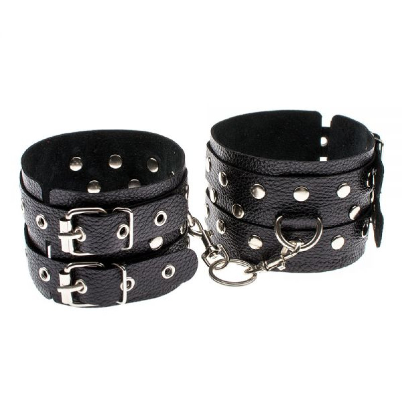 Оковы sLash Leather Double Fix Leg Cuffs Черные Оковы sLash Leather Double Fix Leg Cuffs Черные