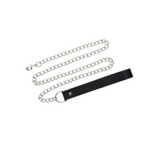 Повідець з карабіном та чорною петлею Taboom Chain Leash, сріблястий