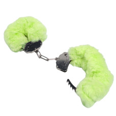 Наручники DS Fetish Plush handcuffs, металл с мехом, салатовые