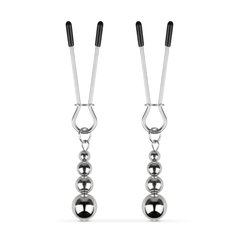 Зажимы для сосков Bedroom Fantasies: Nipple Clamps with Beaded Chain - Silver Зажимы для сосков Bedroom Fantasies: Nipple Clamps with Beaded Chain - Silver