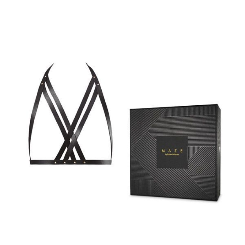 Портупея Bijoux Indiscrets MAZE Halter Bra Harness Черная