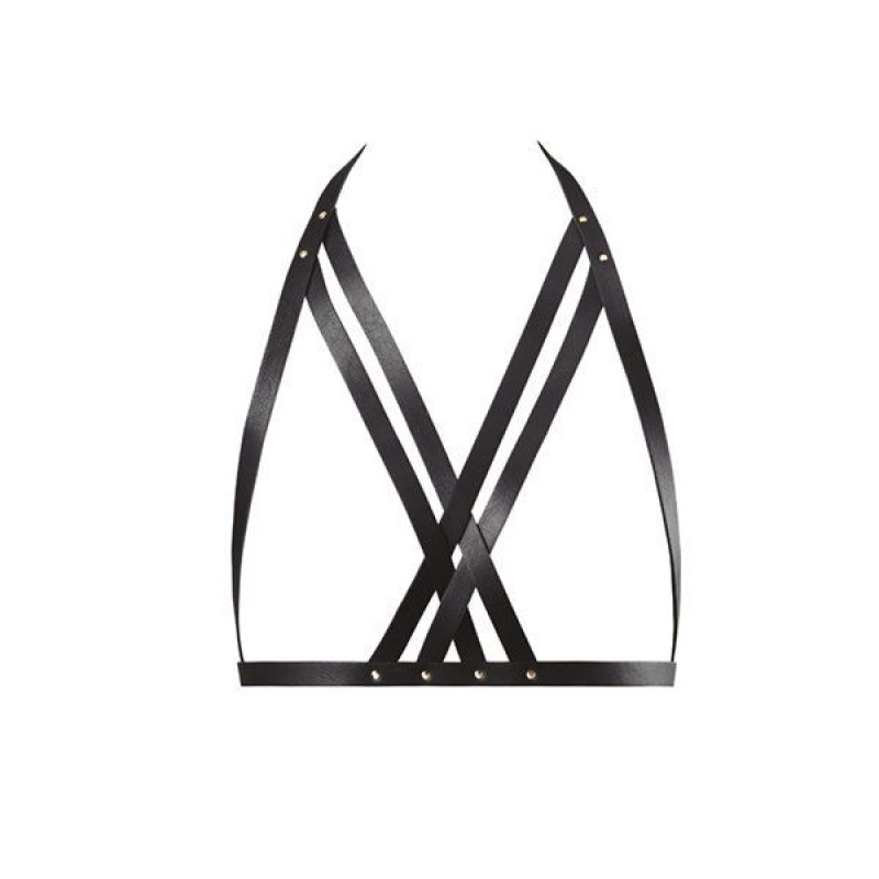 Портупея Bijoux Indiscrets MAZE Halter Bra Harness Черная