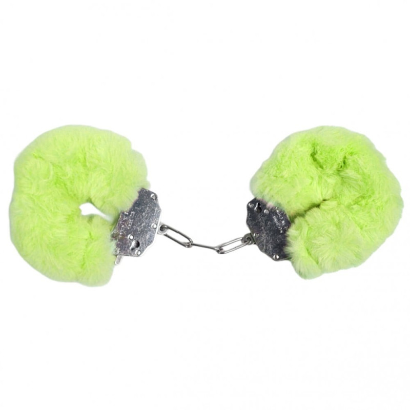 Наручники DS Fetish Plush handcuffs, металл с мехом, салатовые Наручники DS Fetish Plush handcuffs, металл с мехом, салатовые