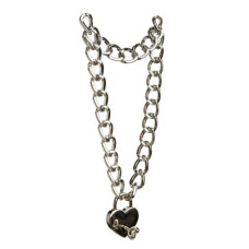 Ошейник из металлической цепи с замком в виде сердца DS Fetish, серебристый