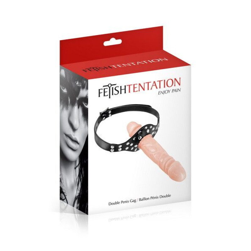 Кляп с двойным фаллоимитатором Fetish Tentation Double Penis Gag Flesh Кляп с двойным фаллоимитатором Fetish Tentation Double Penis Gag Flesh