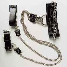 Набір нашийник наручники DS Fetish Silver With Chain