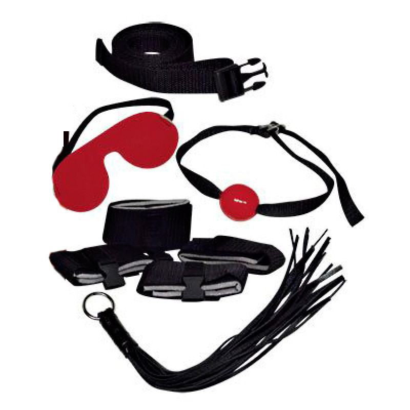 Бондажі/фіксатори Bad Kitty Fessel-Set 8-teilig Чорні/Червоні Бондажі/фіксатори Bad Kitty Fessel-Set 8-teilig Чорні/Червоні