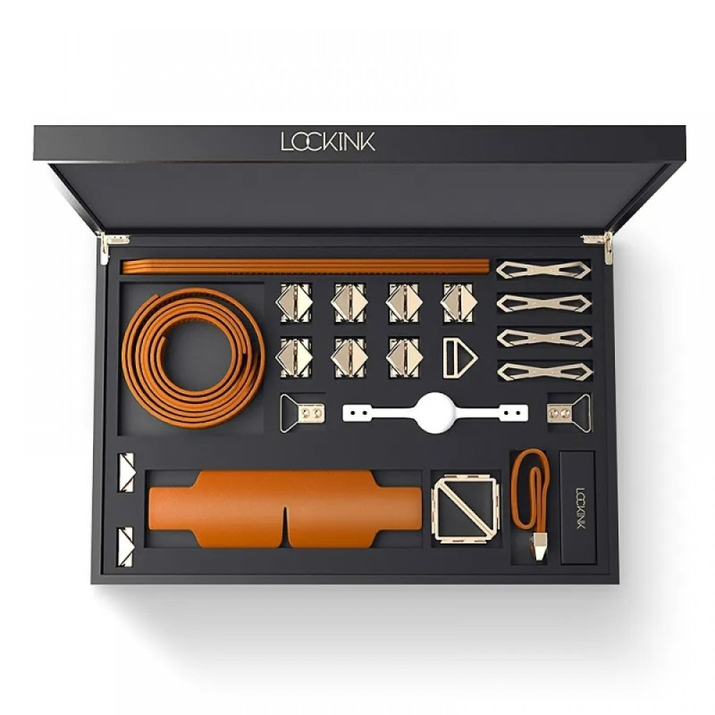 Набор девайсов для БДСМ Lockink, натуральная кожа и металл, коричневый, 7 предметов Набор девайсов для БДСМ Lockink, натуральная кожа и металл, коричневый, 7 предметов