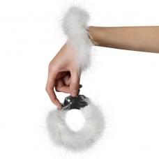 Наручники металлические с отделкой Adrien Lastic Handcuffs Белые