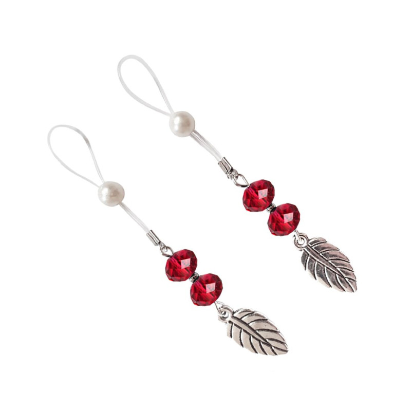 Сексуальные украшения для сосков с листиком Art of Sex Nipple Jewelry Leaf, Красные Сексуальные украшения для сосков с листиком Art of Sex Nipple Jewelry Leaf, Красные
