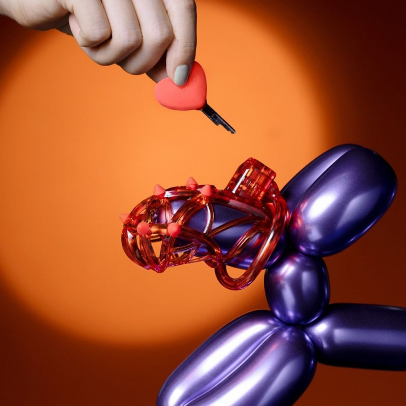 Чоловічий пояс вірності UPKO Caged Beast Male Chastity Device Kit Помаранчевий Чоловічий пояс вірності UPKO Caged Beast Male Chastity Device Kit Помаранчевий