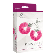 Наручники S Pleasures Furry Cuffs Pink с пушистой отделкой, 2 ключа в комплекте