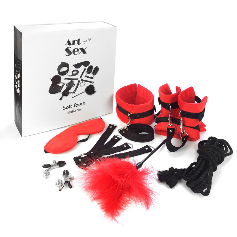 BDSM-набор Art of Sex – Soft Touch BDSM Set, красный, 9 предметов BDSM-набор Art of Sex – Soft Touch BDSM Set, красный, 9 предметов