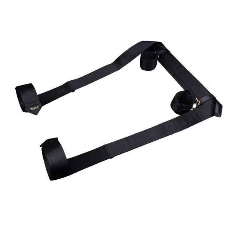 Бандажний набір фіксаторів для тіла зі знімними наручниками Lockink чорний Бандажний набір фіксаторів для тіла зі знімними наручниками Lockink чорний