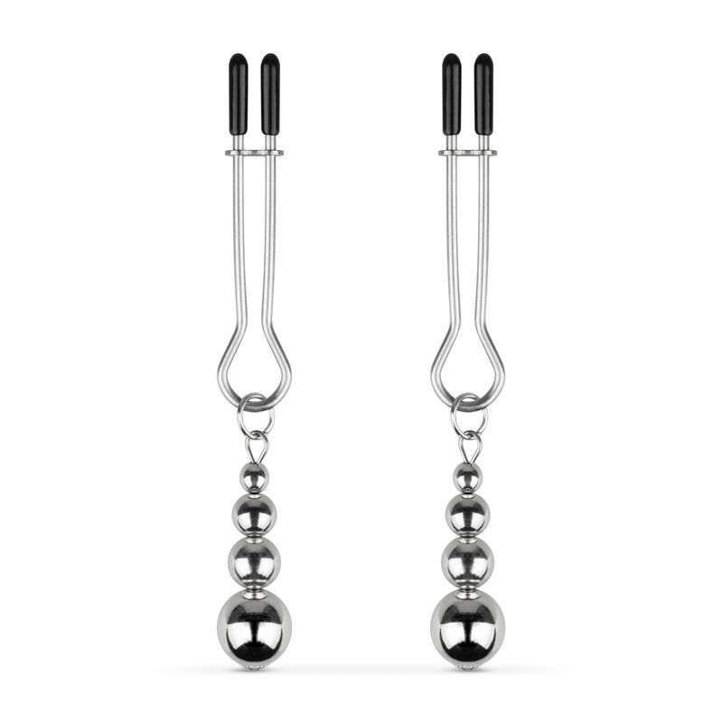 Зажимы для сосков Bedroom Fantasies: Nipple Clamps with Beaded Chain - Silver Зажимы для сосков Bedroom Fantasies: Nipple Clamps with Beaded Chain - Silver