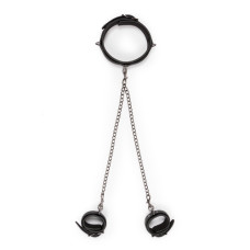 Нашийник з поножами EasyToys Leather Collar With Anklecuff чорний